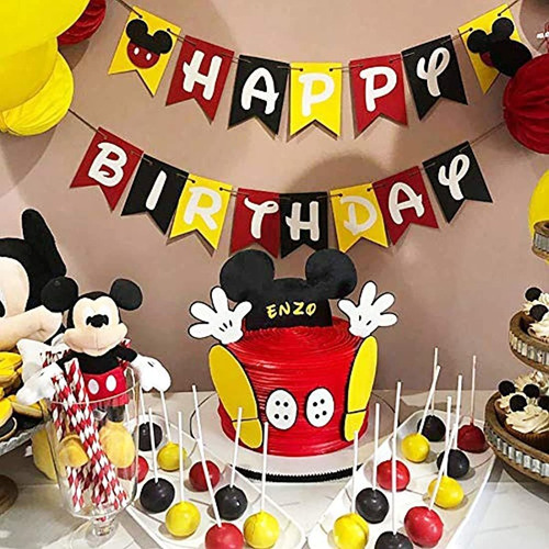 Mickey Mouse Decoracion De Fiesta Feliz Cumpleanos Mickey Mercado Libre
