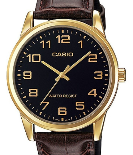 Relogio Casio Masculino Collection Couro Mtp-v001gl-1budf