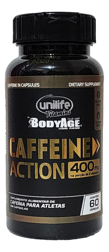 Cafeína 400mg Caffeine Action Foco Unilife 60 Cápsulas
