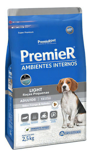 Ração Premier Amb. Internos Light Cães Adultos Salmão/frango 2,5Kg