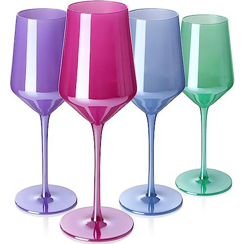 Juego De 4 Copas De Vino Tinto De Colores Tallos De 15 ...