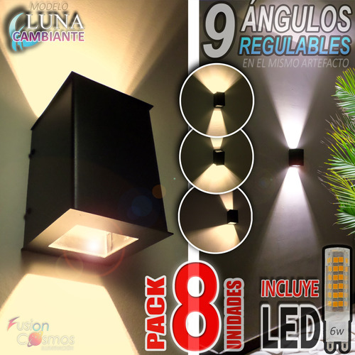 Luz Bidireccional Exterior Regulable C Lampara Led 6w Kit X8