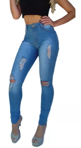 calça jeans feminina cintura alta rasgada