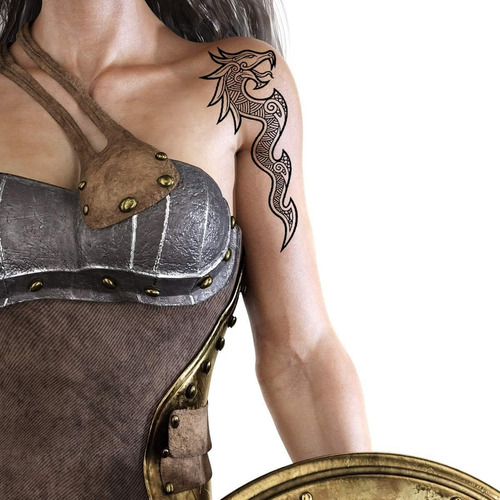 Tatodays 2x Tatuagem Temporária Viking Dragão Braço Costas A
