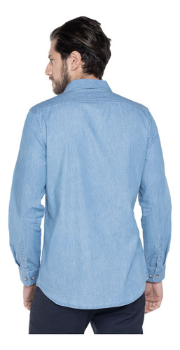 Camisa Denim Manga Larga Potros Color Celeste