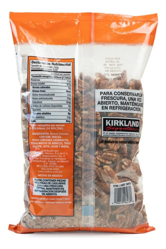 Nueces Naturales Pecanas En Mitades Kirkland Signature 908gr