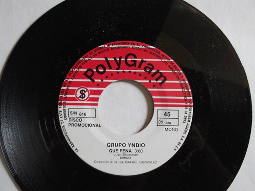 Grupo Yndio -  Que Pena (joan Sebastian) Disco 45 Rpm-