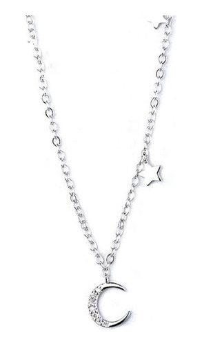 Collar Luna Y Estrellas Plata 925 Corazon Cielo Strass 