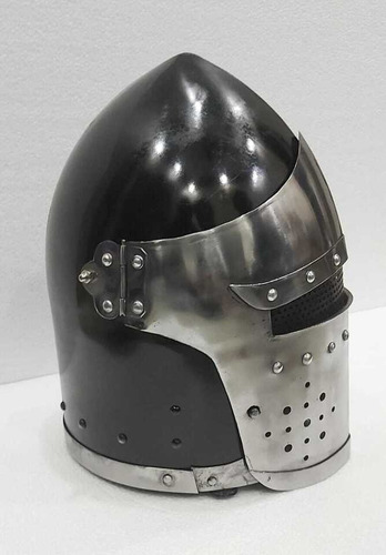 Casco Medieval Tipo Barbuta Con Visera