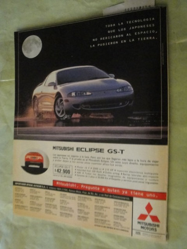 Publicidad Mitsubishi Eclipse Gs-t Año 1996