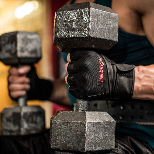 Par De Guantes De Piel Harbinger Pro Con Muñequera, Acolchad