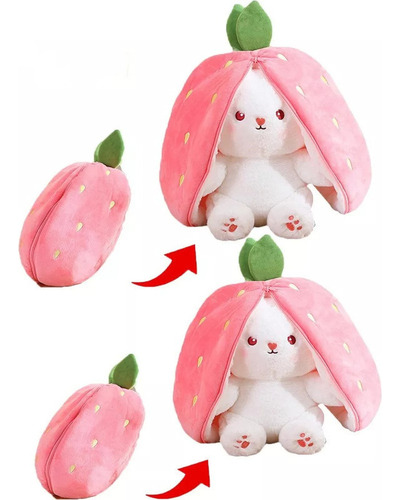 2pcs Juguete De Peluche Conejo Conejito De Zanahoria/fresa