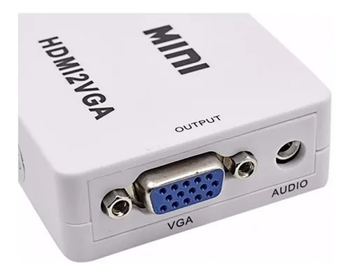Mini Adaptador Conversor Hdmi P/ Vga Transmite Áudio E Vídeo
