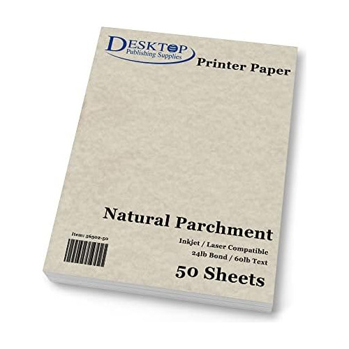 Papel De Pergamino Natural, 50 Hojas, Marca ?