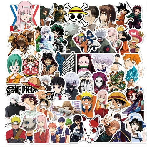 100 Stickers Anime Variado Naruto One Piece Dragon Ball 