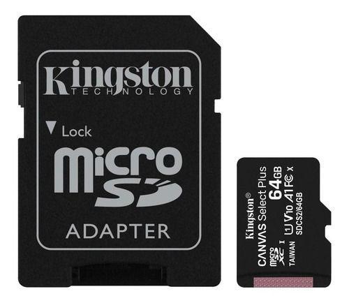 Imagen 1 de 2 de Tarjeta de memoria Kingston SDCS2  Canvas Select Plus con adaptador SD 64GB