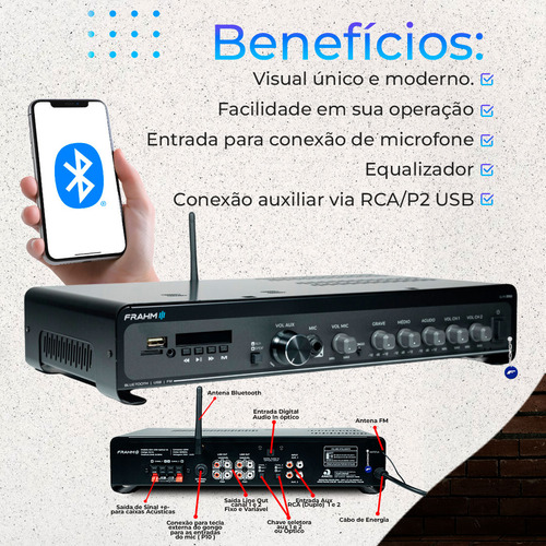 Aparelho Som Ambiente Frahm Bluetooth + 04 Caixas Jbl C521
