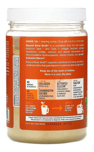 Jarrow Formulas Beyond Bone Broth, Sabor Pollo - Mezcla En Polvo De 10.8 Oz - Toma Nutricional Del Caldo De Hueso Tradicional - Suministra Colágeno, Silicio Activado Y Calcio - Aprox. 17 Porciones