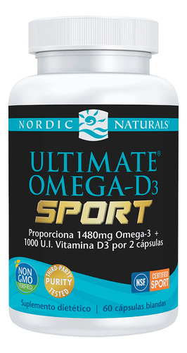 Ultimate Omega Sport D3 Nordic Naturals 60 Caps Blandas