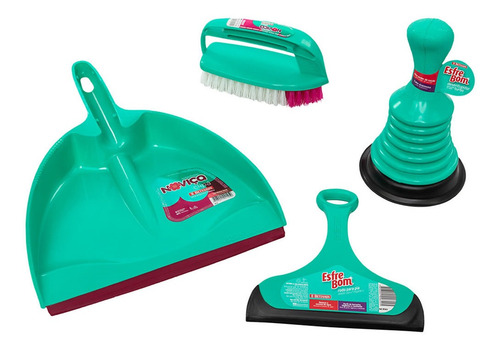 Imagem 2 de 7 de Kit 4 Utensílios Pá Rodinho Pia Escova Desentupidor Bettanin