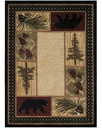 comprar Rustic Lodge Black Bear Bear 2x3 Área Rug, 22x33