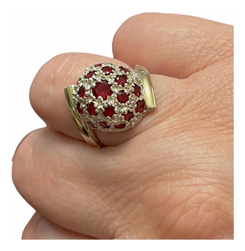 Imagen 2 de 10 de Anillos Frutilla Con Piedras Cubics Rojos Y Azul