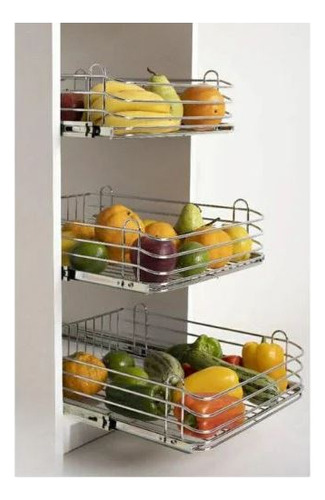 Gaveta Fruteira Multiuso Cozinha Deslizante 770x125x450mm Gtb 7254 Inox