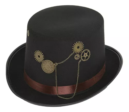 SOMBRERO PIRATA STEAMPUNK NEGRO HOMBRE ADULTO