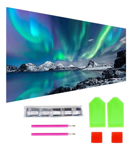 Kit 5d Pintura Diamantes Aurora Islandia Decora Diy 70x40cm