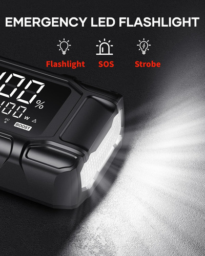 Arrancador De Batería 6000a 26800mah Con Carga Rápida Y Led