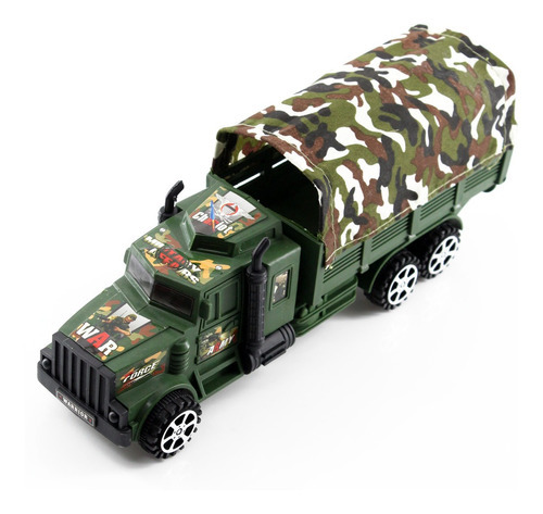 Brinquedo Carreta Fricção Caminhão Militar Camuflado Lona Cor Verde