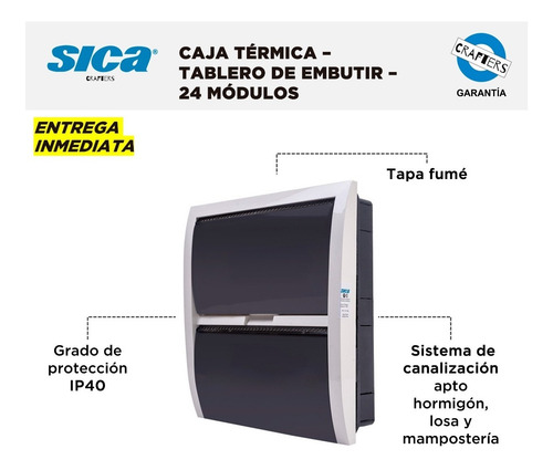 Imagen 2 de 6 de Caja Para Térmicas Sica - Tablero De Embutir - 24 Módulos