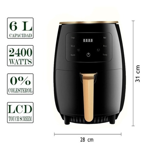 Horno Freidora De Aire Electrica 6l 2400w Airfryer Sin Aceit