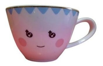 Taza Carita Coqueta Y Plato En Forma De Moño Azul 125ml