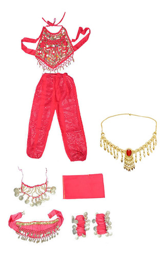 Conjunto De Trajes De Danza Del Vientre Para Niños, Rojo