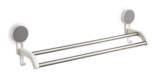 Imagen 4 de 10 de Porta Toalla Toallero Perchero Doble Barra Baño Adhesivo 5kg
