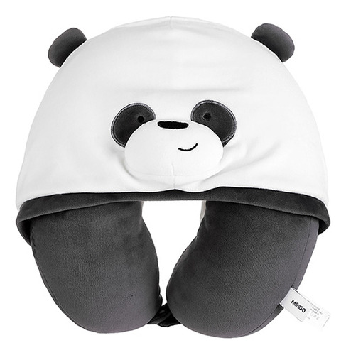 Miniso Almohada De Viaje Con Capucha We Bare Bears Panda Fe Color Negra