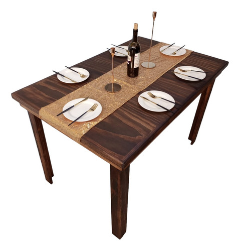 Mesa  De Madera  80x124 Cm Para  6 Personas Muy Resistente