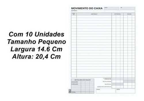 Livro Movimento Caixa Pequeno 100 Folhas Pct. C/ 10 Tilibra Cor Branco