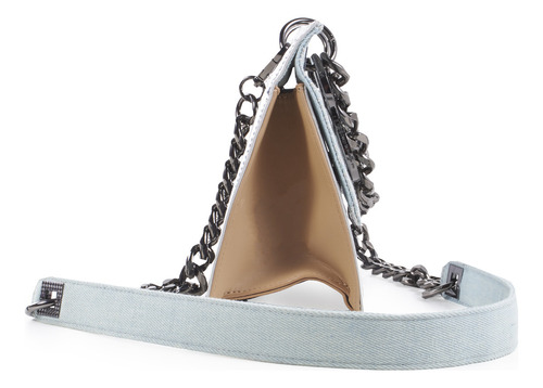 Bolsa Satchel Cloe Para Mujer Denim Detalle Cadena Color Plateado