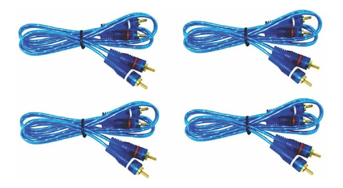 Pack 4 Cables Rca Premium Para Amplificador Plugs Gold 90 Cm