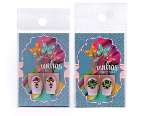 Kit 50 Joias De Unhas (25 Pares Joias) + 25 Adesivos 3d