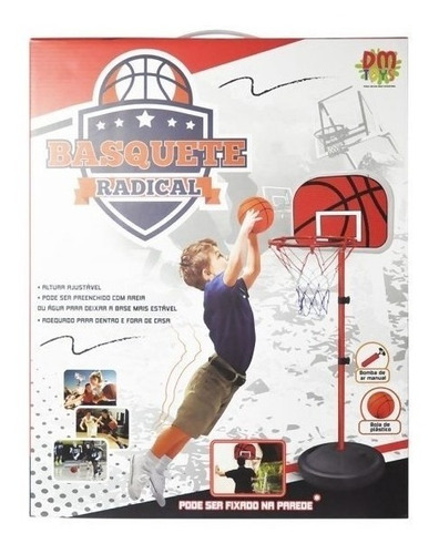 Imagem 5 de 8 de Cesta De Basquete Infantil Bola Bomba Rede Até 2,02m Dm Toys
