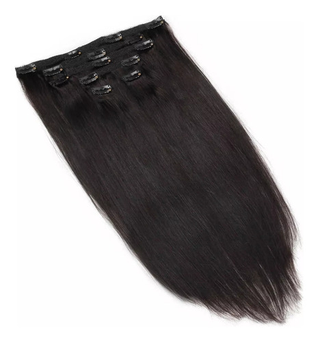 Clip Tic Tac Em Cabelo Natural Humano Preto 40cm 70g 6 Peças