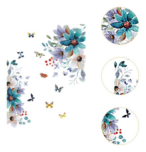 Adhesivo De Pared Con Diseño De Flores, Accesorio De