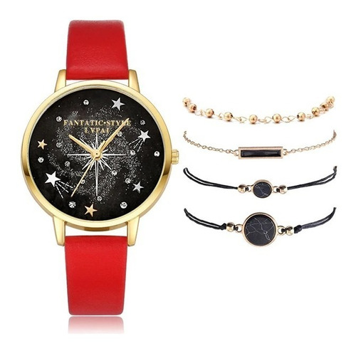 Hermoso Reloj De Pulsera En Color Rojo 