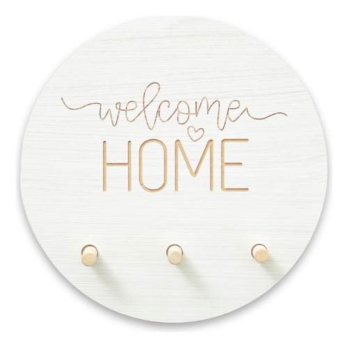 Portallave De Madera - #01 Welcome Home Circ - 18 Cm X 18 Cm