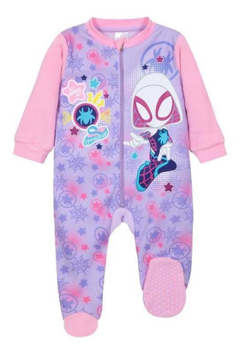 Pijama Bebé Niña Polar Entero Fucsia Marvel Spidey