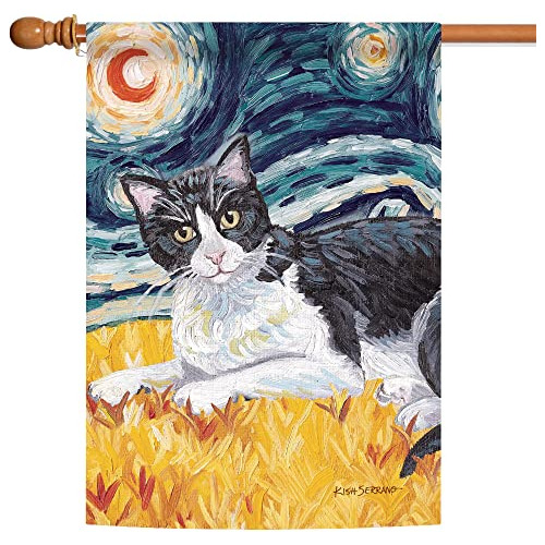 Bandera De Gato Van Meow Tuxedo Kitty Cat 28x40 Pulgada...