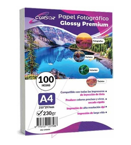 Pack Papel Fotografico A4 Glossy 230g 500 Hojas